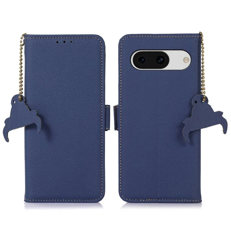 For Google Pixel 8a Case Genuine Cow Leather Phone Cover with RFID Blocking