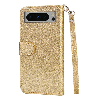 For Google Pixel 8 Pro Case Glittery PU Leather Zipper Pocket Cover