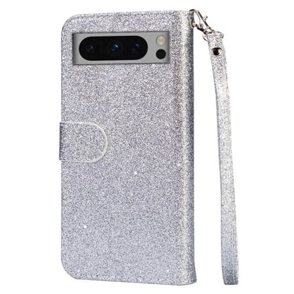 For Google Pixel 8 Pro Case Glittery PU Leather Zipper Pocket Cover