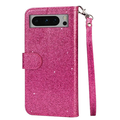 For Google Pixel 8 Pro Case Glittery PU Leather Zipper Pocket Cover
