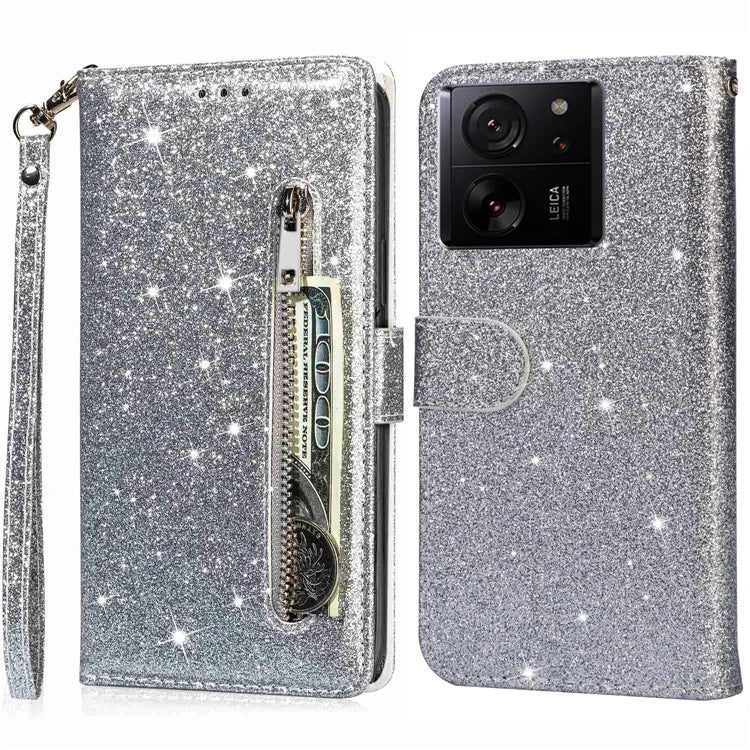 For Xiaomi 13T / 13T Pro / Redmi K60 Ultra Leather Case Zipper Pocket Phone Cover