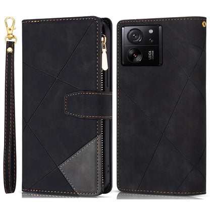For Xiaomi 13T / 13T Pro / Redmi K60 Ultra Case Lines Imprinted Zipper Pocket Cover