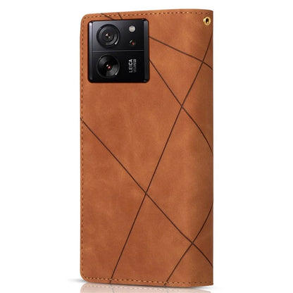 For Xiaomi 13T / 13T Pro / Redmi K60 Ultra Case Lines Imprinted Zipper Pocket Cover