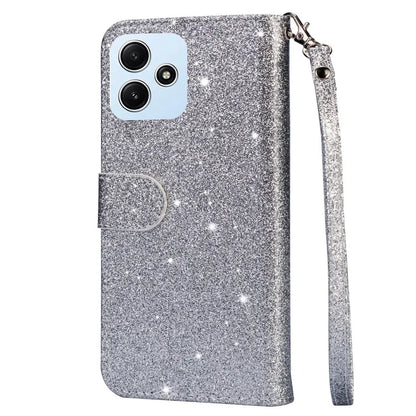 For Xiaomi Redmi 12 4G / 5G (Global) / Poco M6 Pro 5G Case Zipper Pocket Glittery Leather Cover