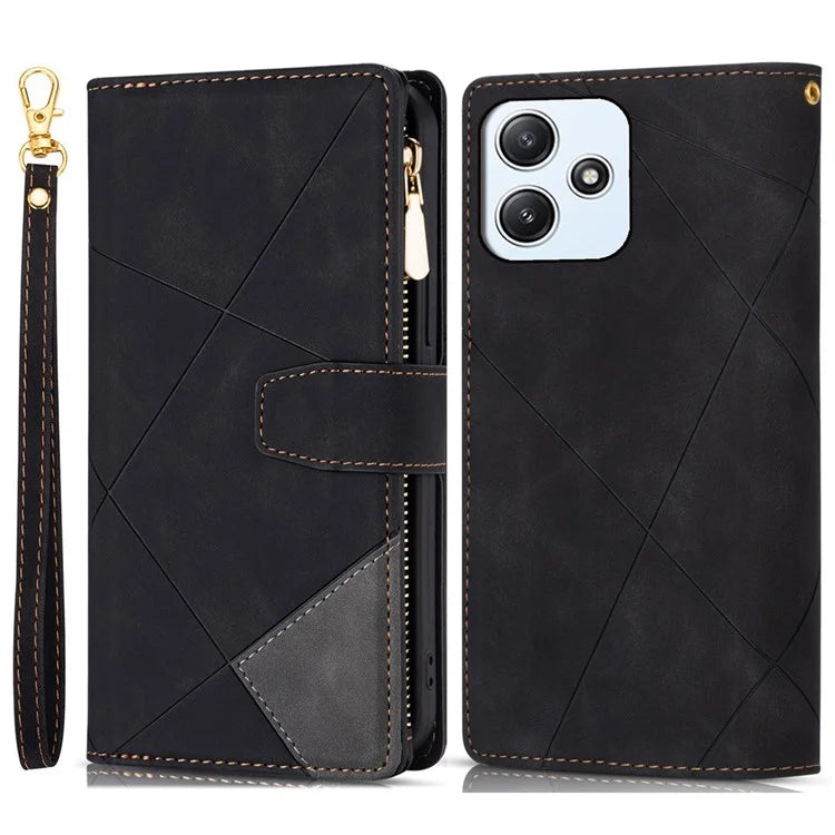 For Xiaomi Redmi 12 4G / 5G (Global) / Poco M6 Pro 5G Case Zipper Pocket Phone Wallet Cover