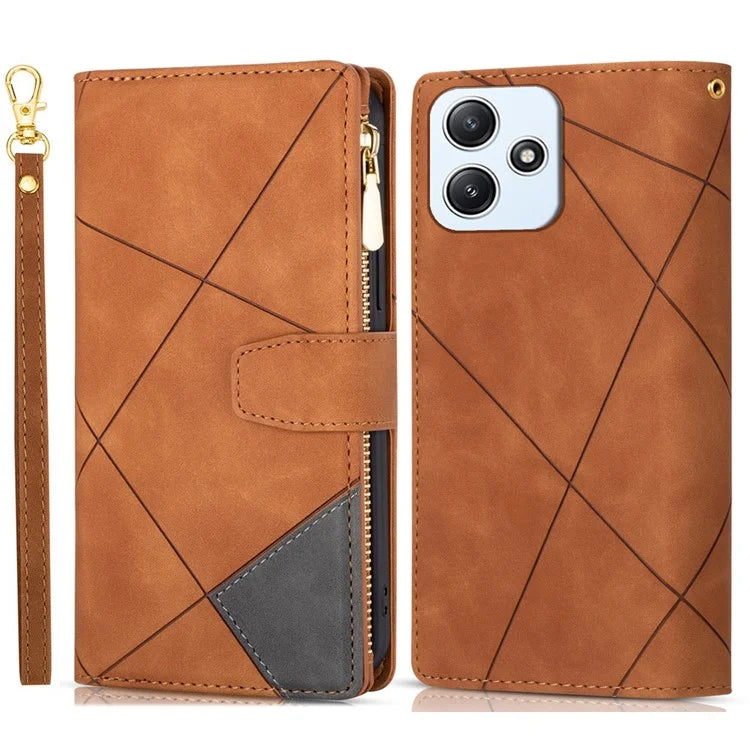 For Xiaomi Redmi 12 4G / 5G (Global) / Poco M6 Pro 5G Case Zipper Pocket Phone Wallet Cover