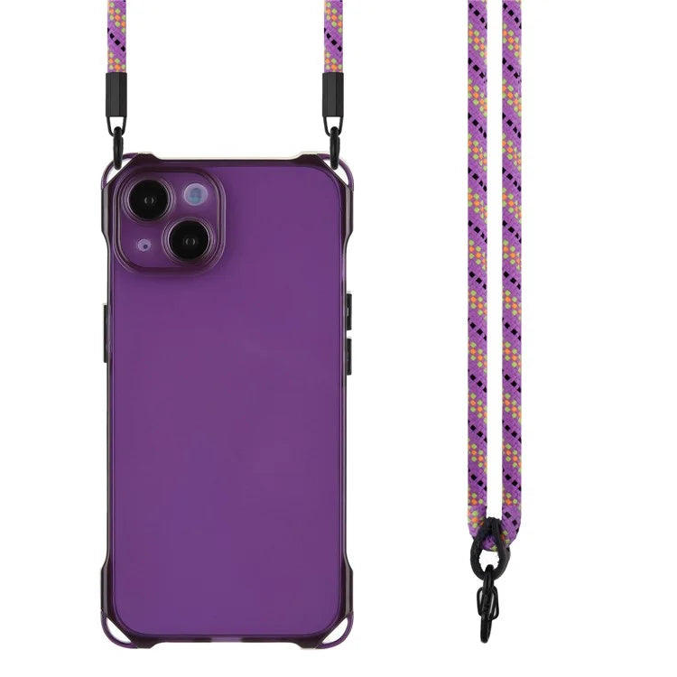 For iPhone 13 6.1 inch Case Anti-Drop TPU Phone Protector with Shoulder Strap