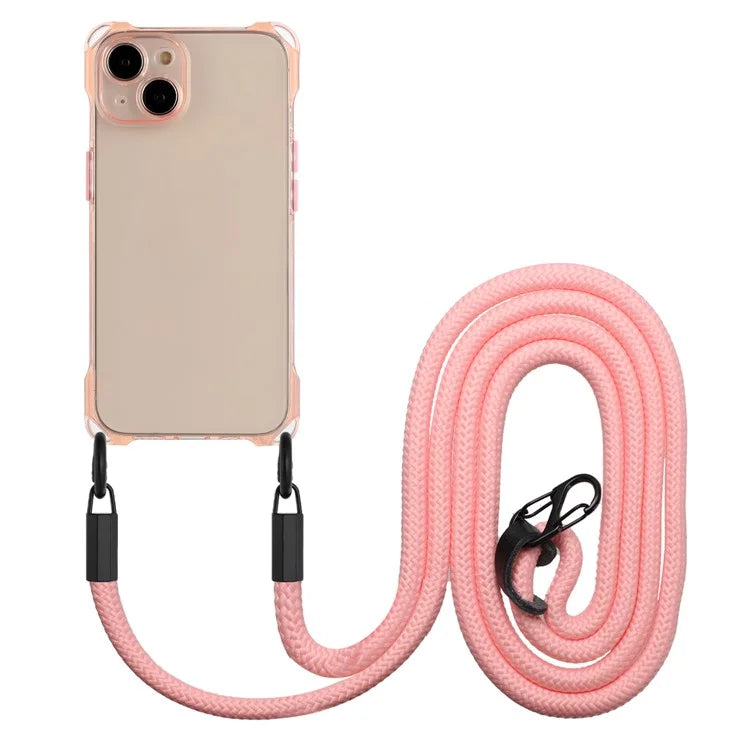 For iPhone 13 6.1 inch Case Anti-Drop TPU Phone Protector with Shoulder Strap
