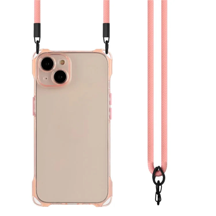 For iPhone 13 6.1 inch Case Anti-Drop TPU Phone Protector with Shoulder Strap