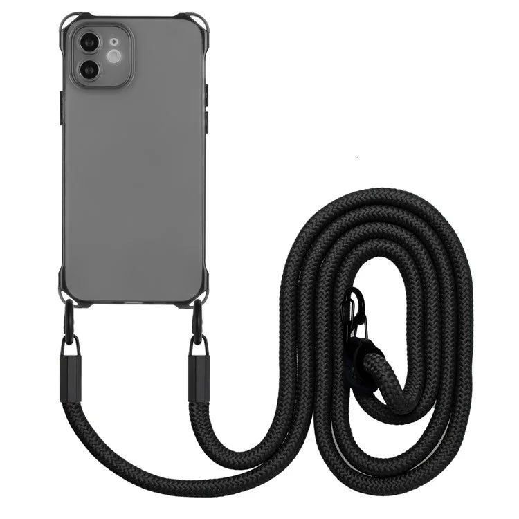 For iPhone 12 Case Protective Shockproof TPU Phone Cover with Rope