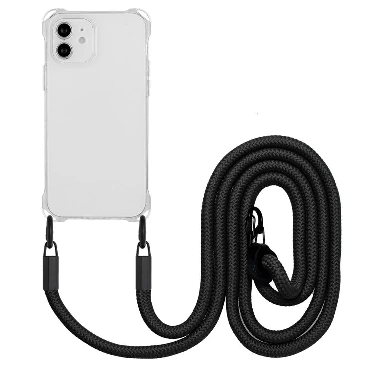 For iPhone 12 Case Protective Shockproof TPU Phone Cover with Rope