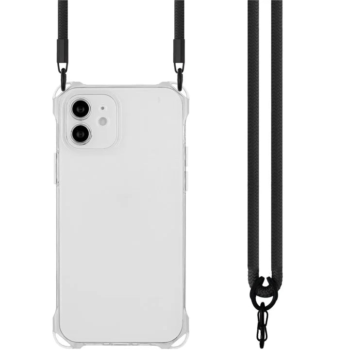 For iPhone 12 Case Protective Shockproof TPU Phone Cover with Rope