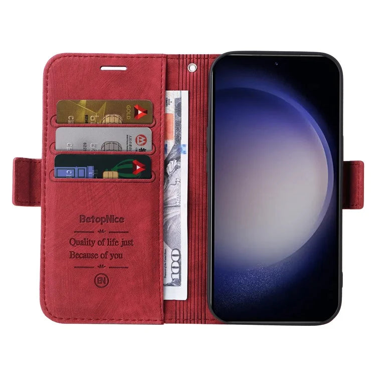 BETOPNICE 001 for Samsung Galaxy S24 Case Leather Wallet Flip Protective Phone Cover