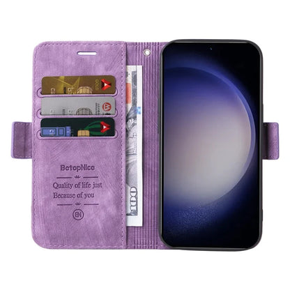 BETOPNICE 001 for Samsung Galaxy S24 Case Leather Wallet Flip Protective Phone Cover