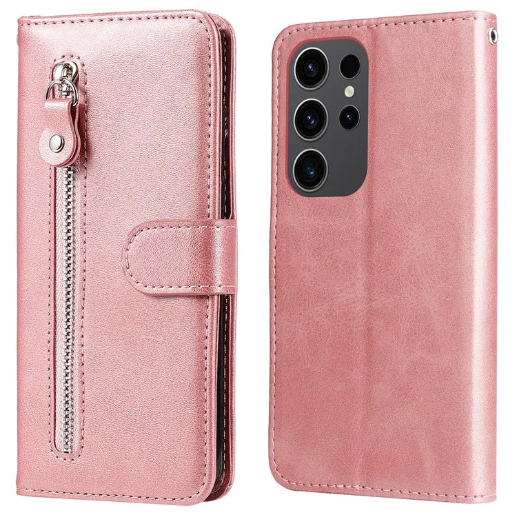 For Samsung Galaxy S24 Ultra Case PU Leather Zipper Wallet Phone Cover