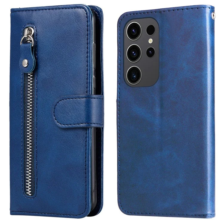 For Samsung Galaxy S24 Ultra Case PU Leather Zipper Wallet Phone Cover