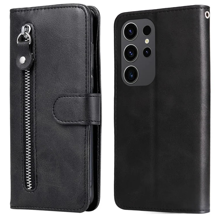For Samsung Galaxy S24 Ultra Case PU Leather Zipper Wallet Phone Cover