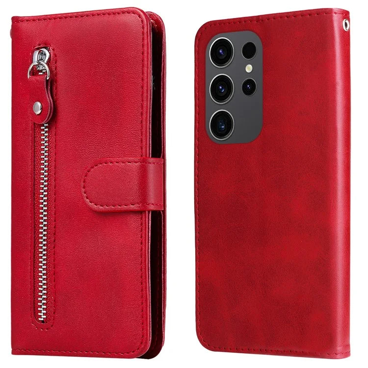 For Samsung Galaxy S24 Ultra Case PU Leather Zipper Wallet Phone Cover