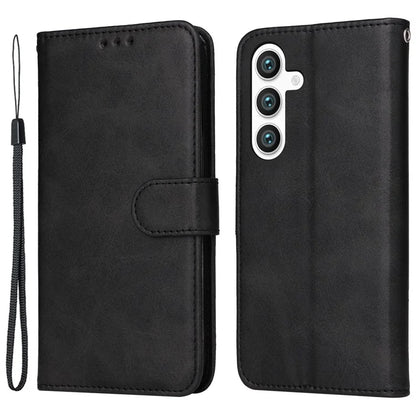 For Samsung Galaxy S24 Case PU Leather Calf Texture Stand Folio Phone Cover