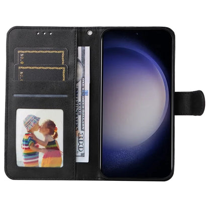 For Samsung Galaxy S24 Case PU Leather Calf Texture Stand Folio Phone Cover