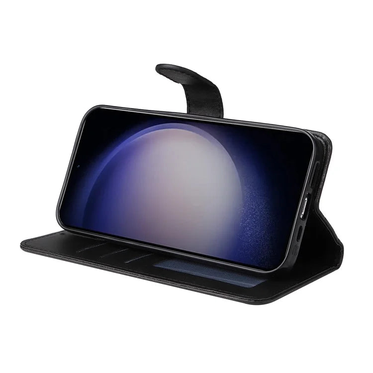 For Samsung Galaxy S24 Case PU Leather Calf Texture Stand Folio Phone Cover
