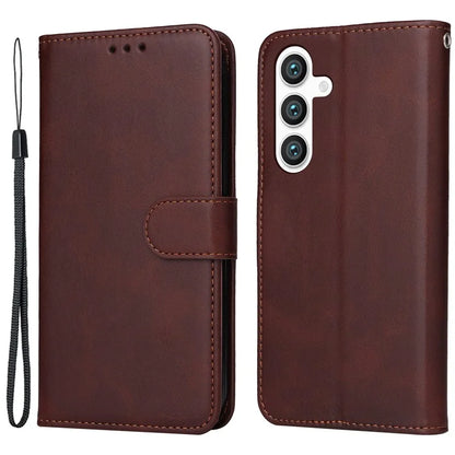 For Samsung Galaxy S24 Case PU Leather Calf Texture Stand Folio Phone Cover