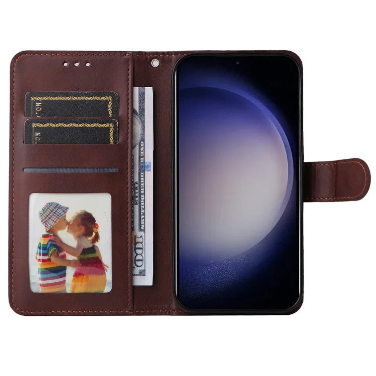 For Samsung Galaxy S24 Case PU Leather Calf Texture Stand Folio Phone Cover