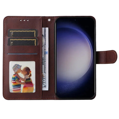 For Samsung Galaxy S24 Case PU Leather Calf Texture Stand Folio Phone Cover