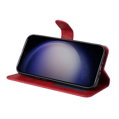 For Samsung Galaxy S24 Case PU Leather Calf Texture Stand Folio Phone Cover