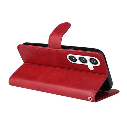 For Samsung Galaxy S24 Case PU Leather Calf Texture Stand Folio Phone Cover