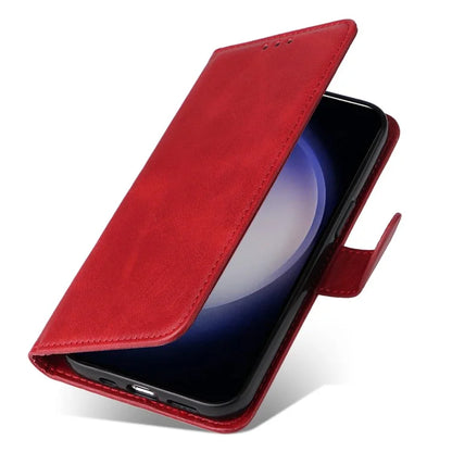 For Samsung Galaxy S24 Case PU Leather Calf Texture Stand Folio Phone Cover