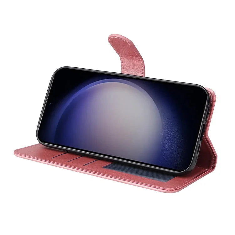 For Samsung Galaxy S24 Case PU Leather Calf Texture Stand Folio Phone Cover