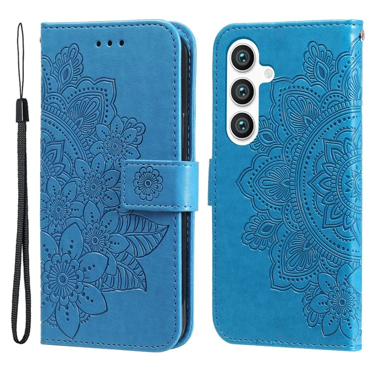 For Samsung Galaxy S24 Case Imprinted PU Leather Mobile Phone Shell Stand Wallet Cover