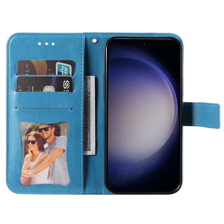 For Samsung Galaxy S24 Case Imprinted PU Leather Mobile Phone Shell Stand Wallet Cover