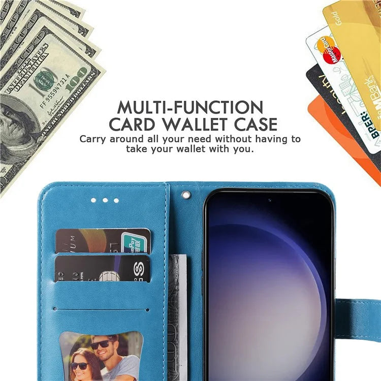 For Samsung Galaxy S24 Case Imprinted PU Leather Mobile Phone Shell Stand Wallet Cover