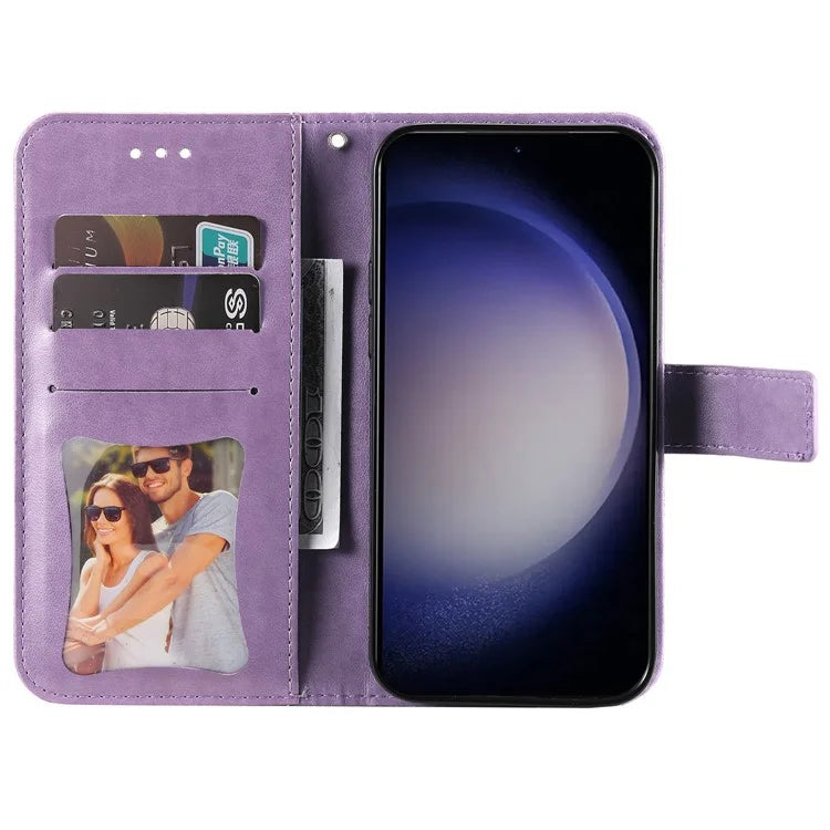 For Samsung Galaxy S24 Case Imprinted PU Leather Mobile Phone Shell Stand Wallet Cover