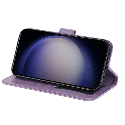 For Samsung Galaxy S24 Case Imprinted PU Leather Mobile Phone Shell Stand Wallet Cover