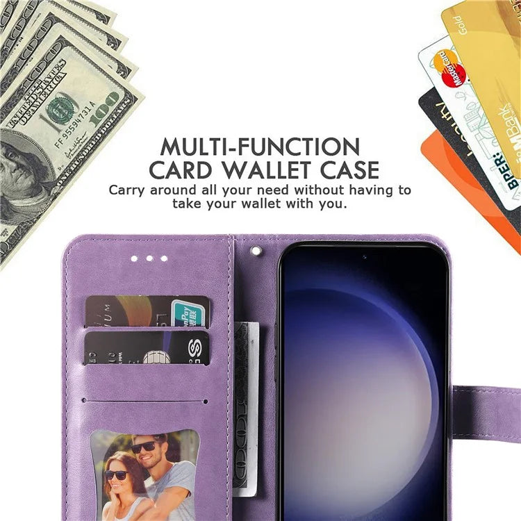 For Samsung Galaxy S24 Case Imprinted PU Leather Mobile Phone Shell Stand Wallet Cover