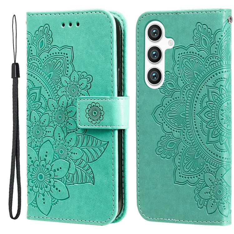 For Samsung Galaxy S24 Case Imprinted PU Leather Mobile Phone Shell Stand Wallet Cover