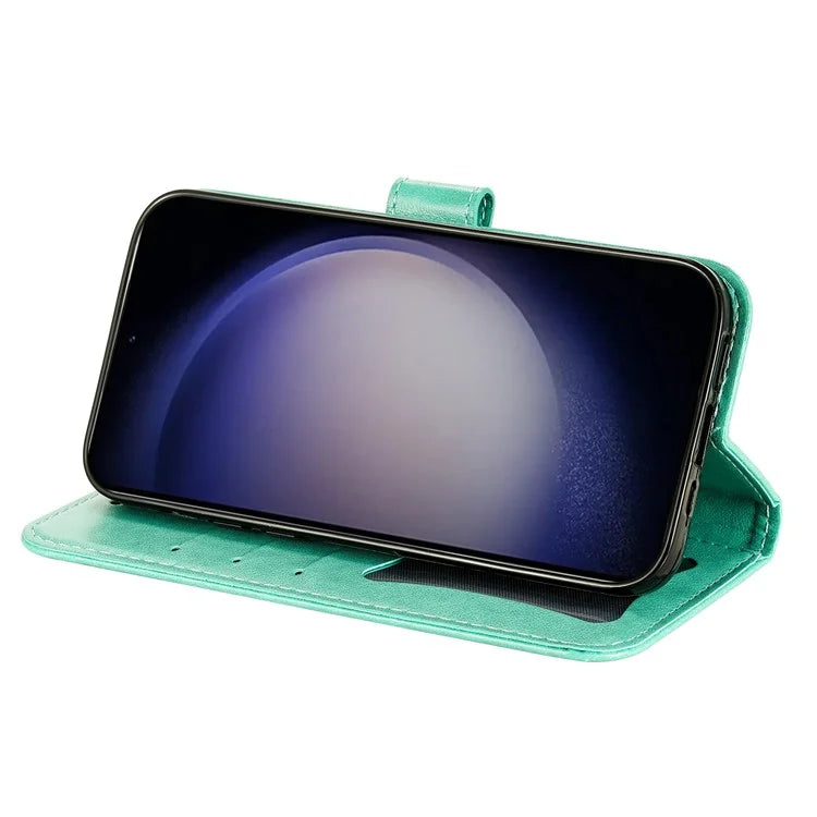 For Samsung Galaxy S24 Case Imprinted PU Leather Mobile Phone Shell Stand Wallet Cover