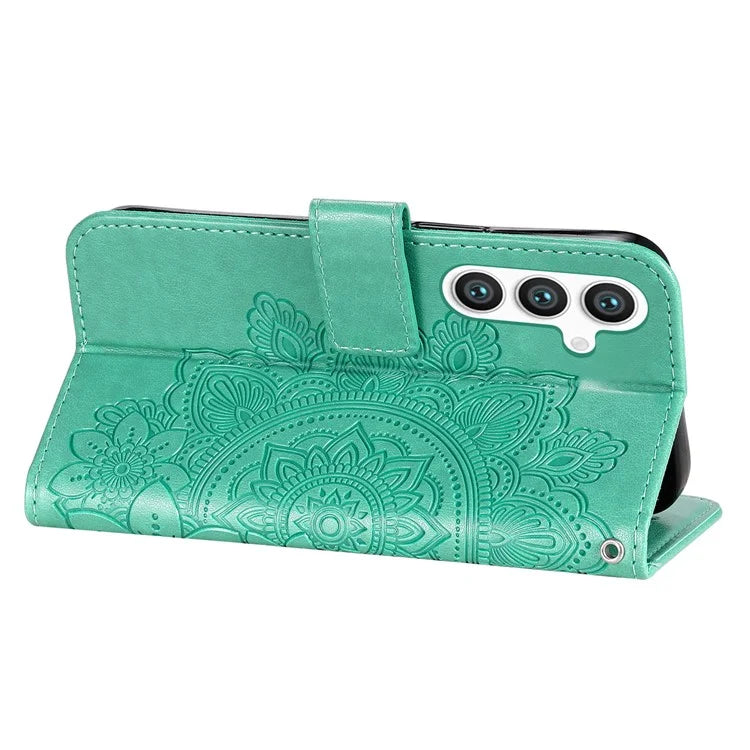 For Samsung Galaxy S24 Case Imprinted PU Leather Mobile Phone Shell Stand Wallet Cover