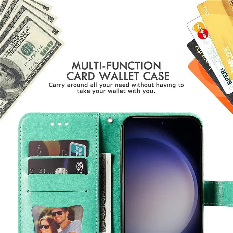 For Samsung Galaxy S24 Case Imprinted PU Leather Mobile Phone Shell Stand Wallet Cover