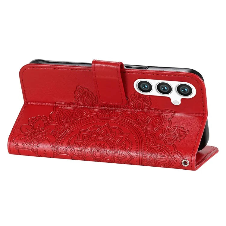 For Samsung Galaxy S24 Case Imprinted PU Leather Mobile Phone Shell Stand Wallet Cover