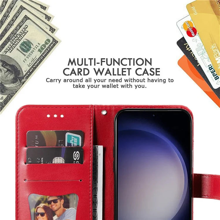 For Samsung Galaxy S24 Case Imprinted PU Leather Mobile Phone Shell Stand Wallet Cover