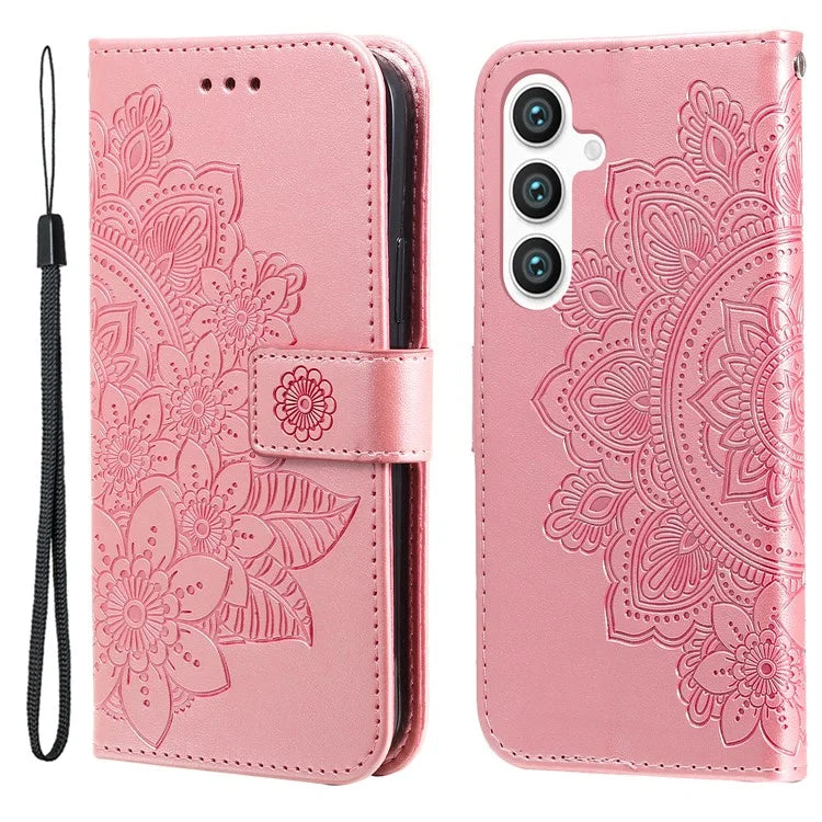 For Samsung Galaxy S24 Case Imprinted PU Leather Mobile Phone Shell Stand Wallet Cover