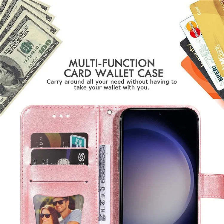 For Samsung Galaxy S24 Case Imprinted PU Leather Mobile Phone Shell Stand Wallet Cover