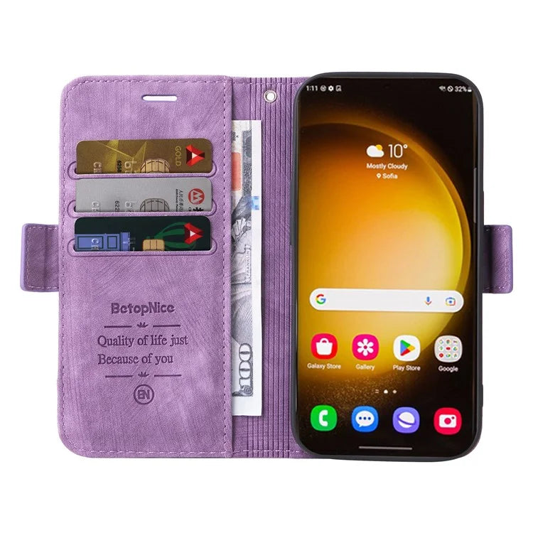 BETOPNICE 001 for Samsung Galaxy S24 Ultra Case PU Leather Stand Wallet Phone Cover