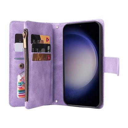 For Samsung Galaxy S24+ Case Multi Card Holder Zipper Phone Cover