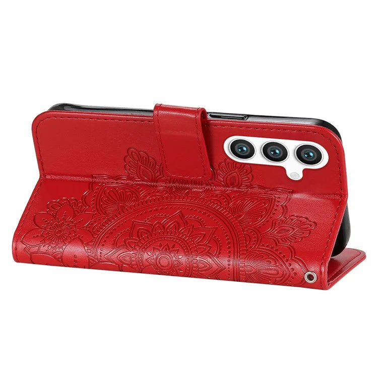 For Samsung Galaxy S24+ Case Stand Wallet Imprinted PU Leather Mobile Phone Shell Cover