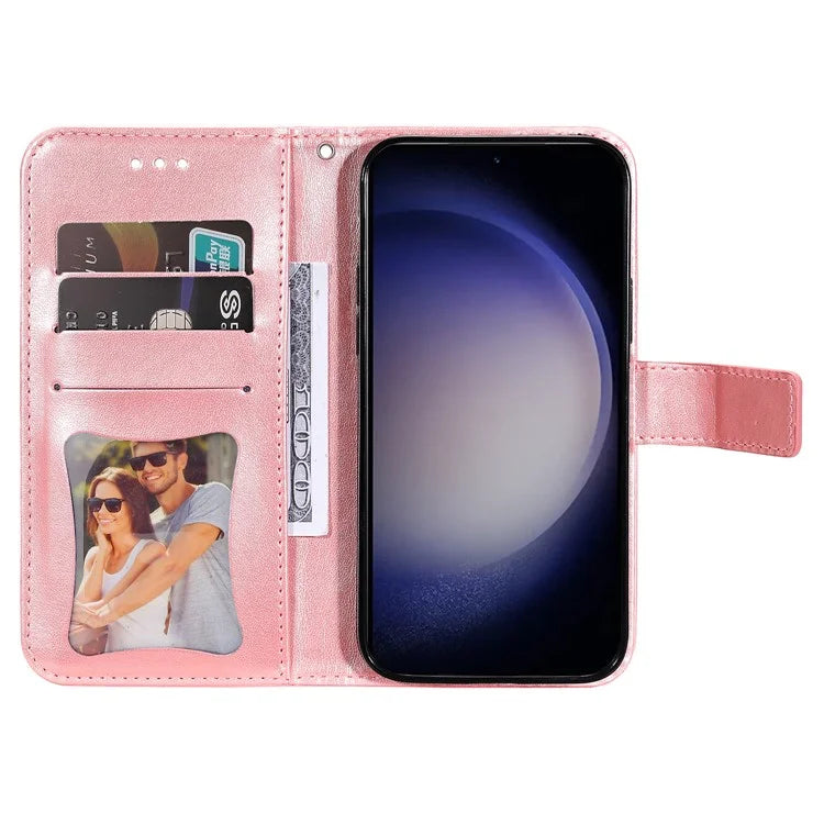 For Samsung Galaxy S24+ Case Stand Wallet Imprinted PU Leather Mobile Phone Shell Cover